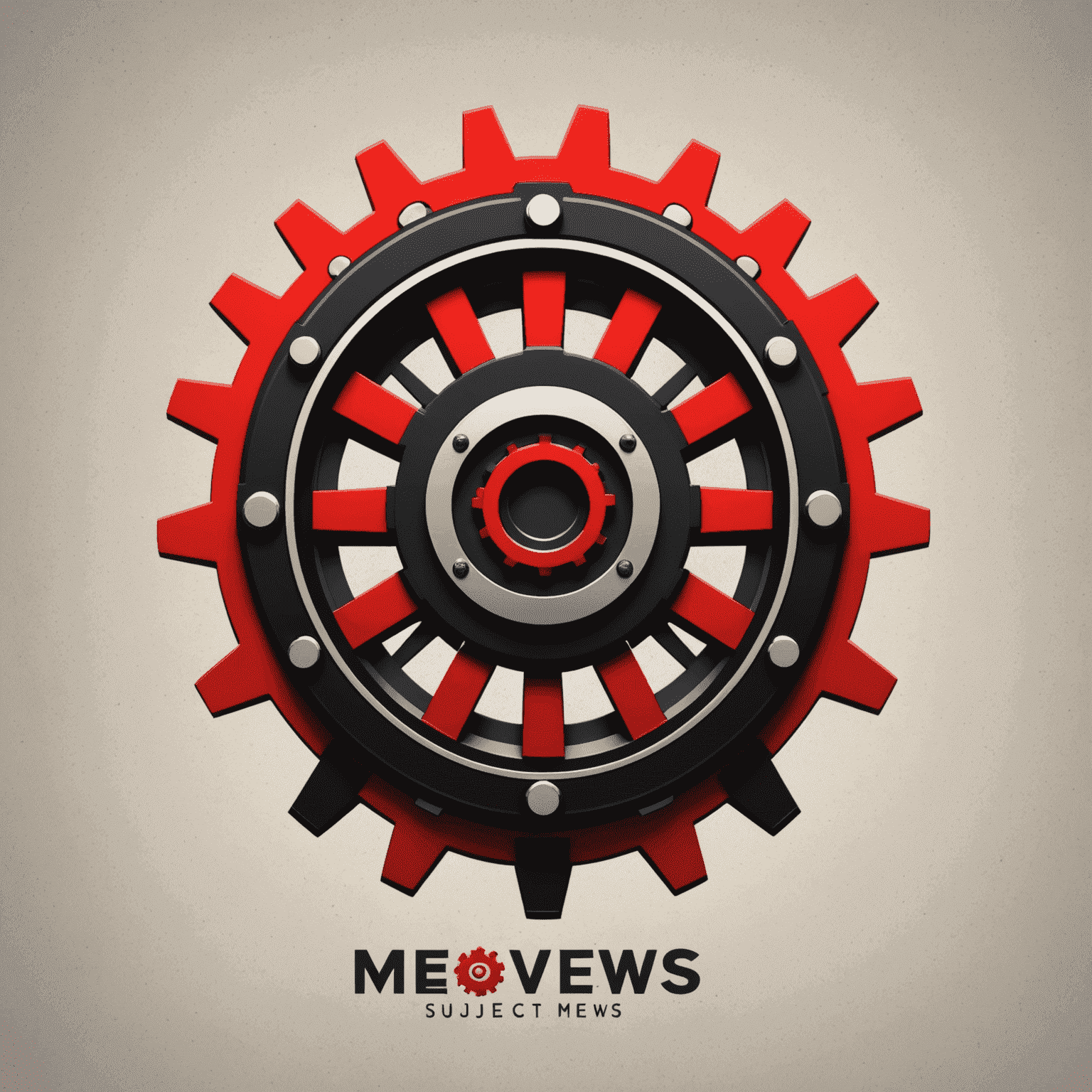 Ap-mews logo: A modern, sleek design combining a hotel building silhouette with automation gears, in red and black colors